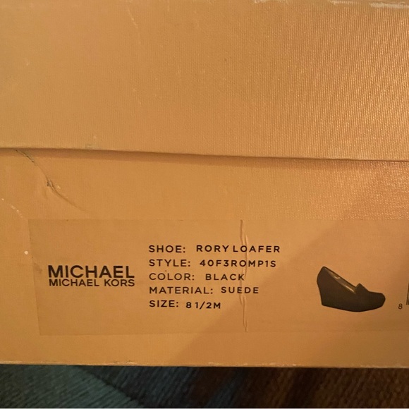 MICHAEL KORS worn once in box! Black suede loafer wedges. Sz 8.5. - Picture 10 of 10